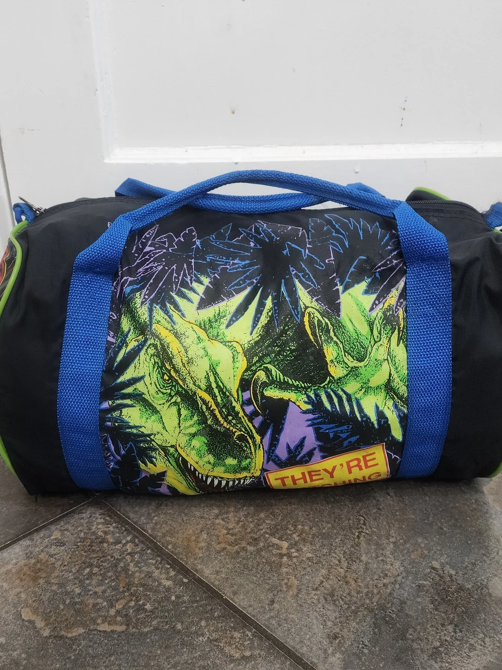 Vintage 1992 Jurassic Park Kids Amblin Full Zip Graphic Duffel Travel Gym Bag